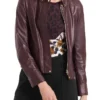 Marc Cain jakke i laederlook aubergine 2