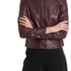 Marc Cain jakke i laederlook aubergine 7