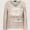 Monari pullover i strik med print og pailetter sand 3