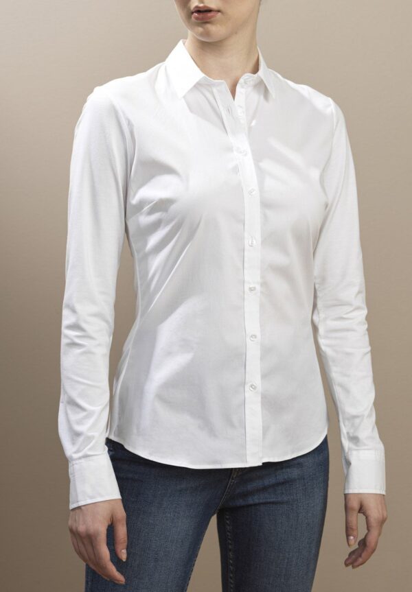 Stenstroems Salma Slim Shirt White Jersey Back