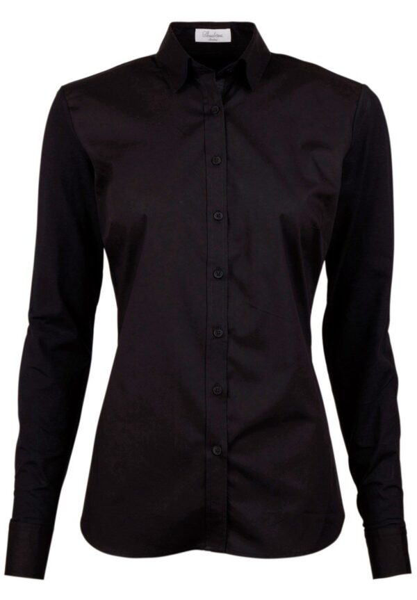 Stenstroems skjorte Salma Slim Shirt With Jersey Back Black