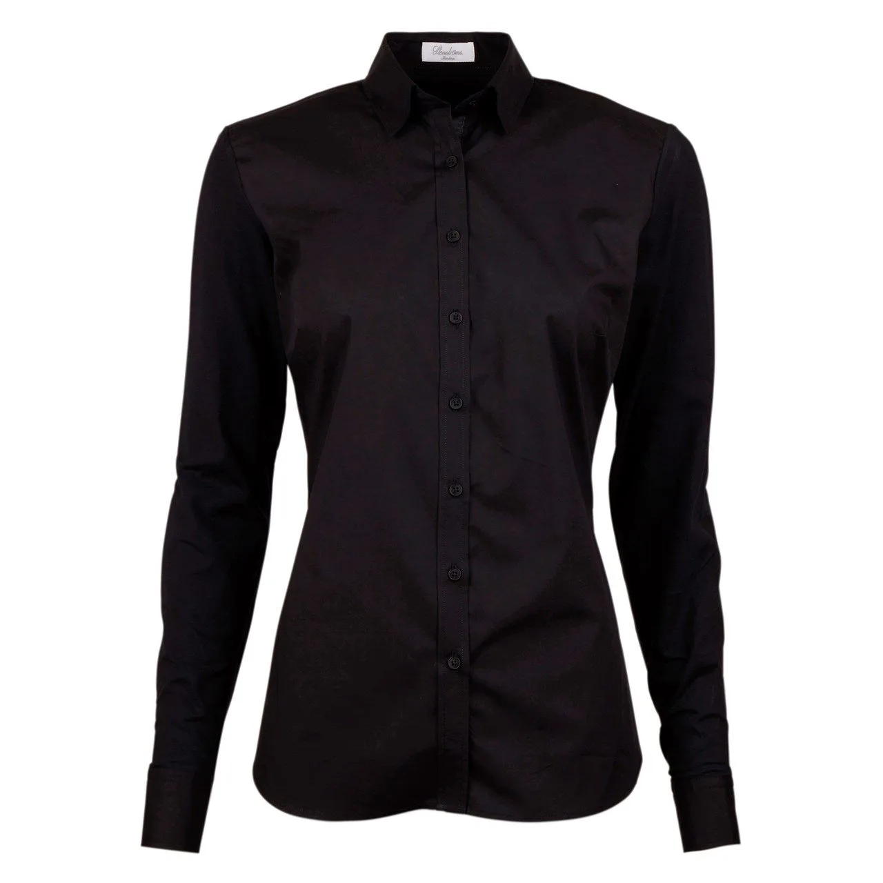 Stenstrøms skjorte Salma Slim Shirt With Jersey Back Black