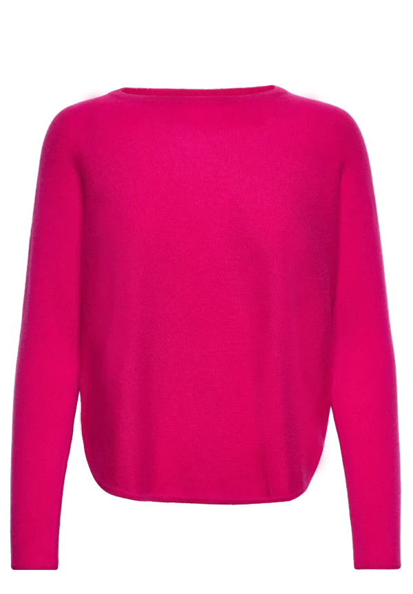 Davida Curved Cashmere sweater i Fuchsia