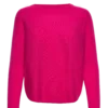 Davida Curved Cashmere sweater i Fuchsia
