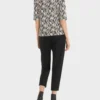 Marc Cain Collections ribbet bomulds T shirt med print 1