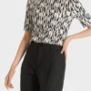 Marc Cain Collections ribbet bomulds T shirt med print 3