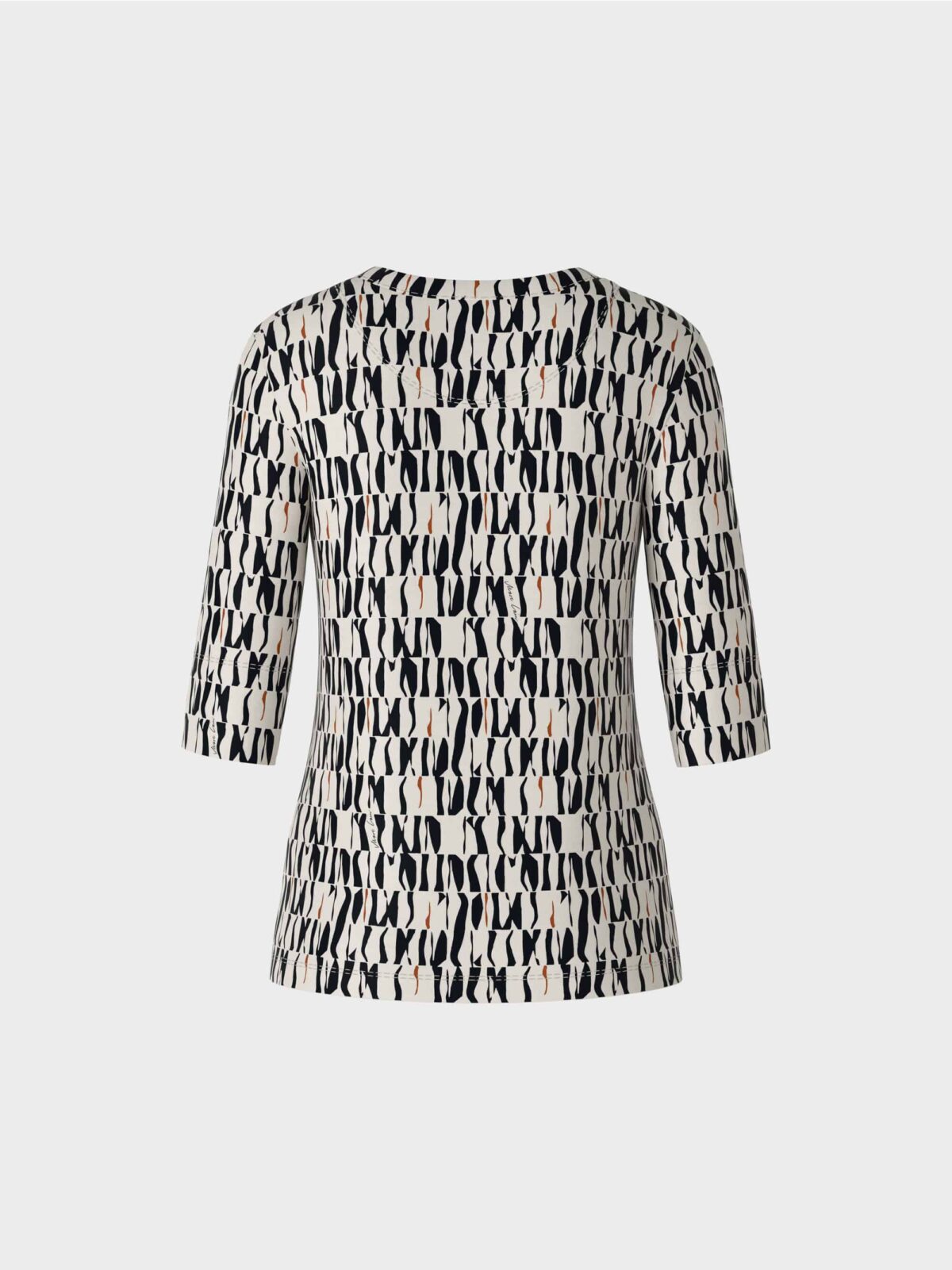 Marc Cain Collections ribbet bomulds T shirt med print 5