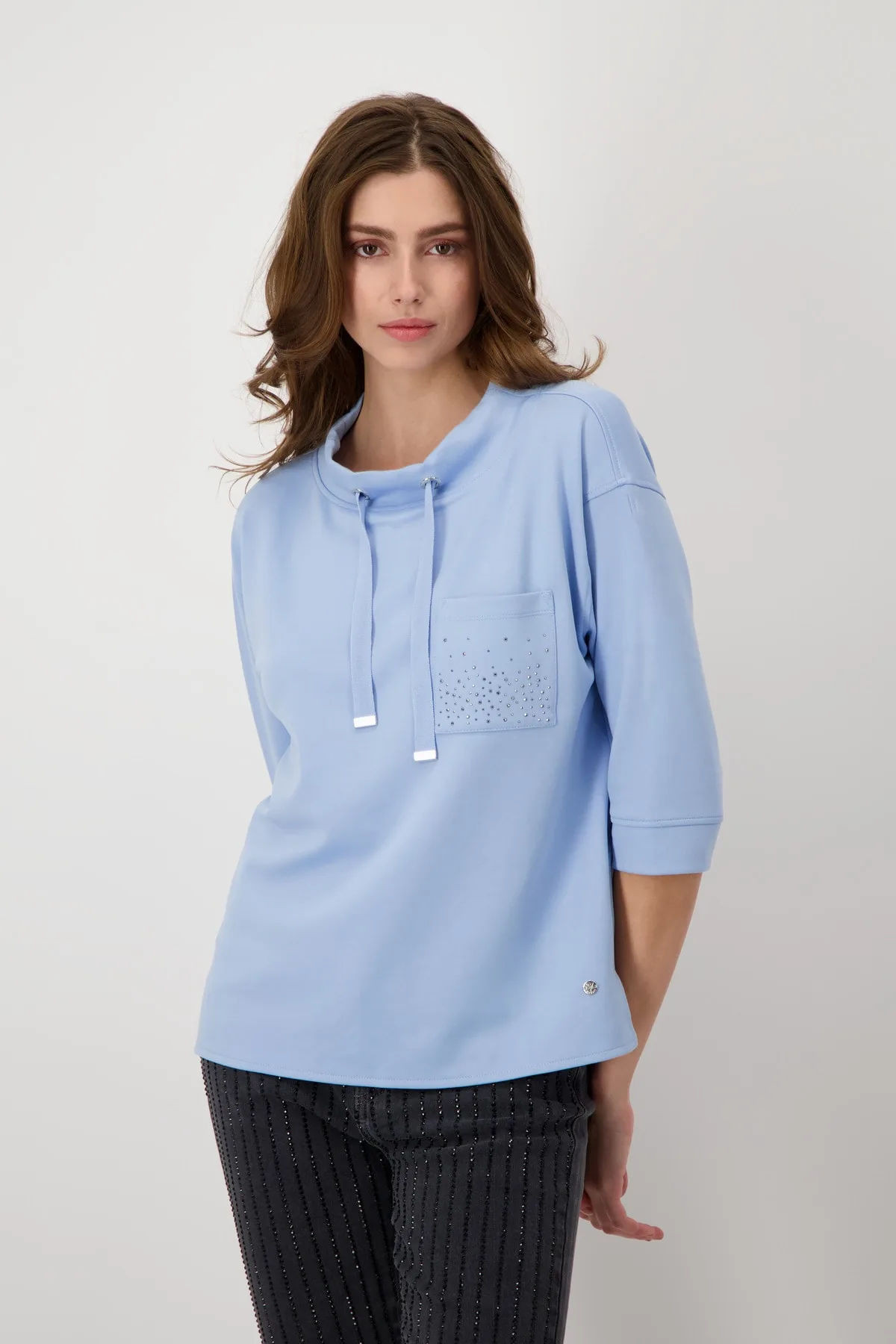 Monari sweatshirt i lyseblå