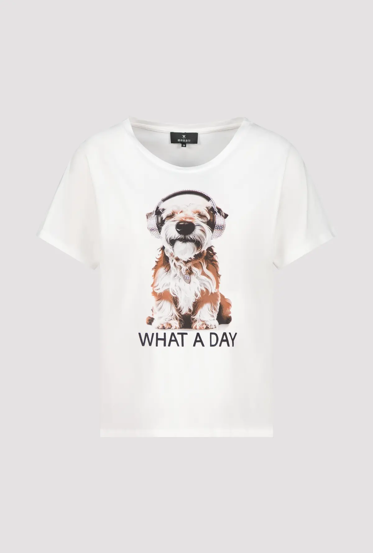 Monari t-shirt med hundeprint – hvid