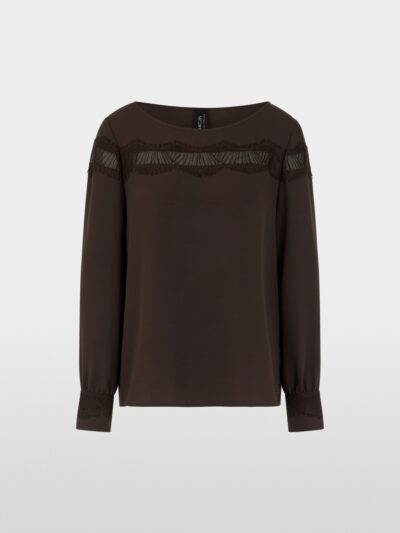 Marc Cain Collections bluse med blonde - mørkebrun