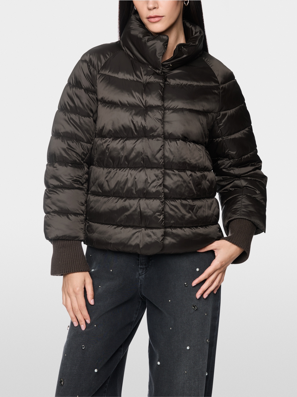 Marc Cain Additions quiltet jakke - mørkebrun - Billede 3