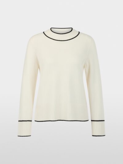 Marc Cain Sports strikket sweater med kanter - råhvid