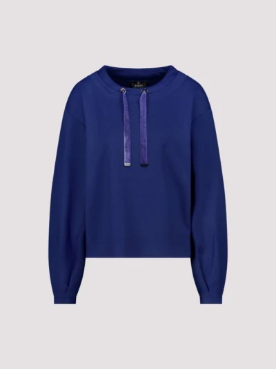 Monari sweatshirt med velour snor - navy